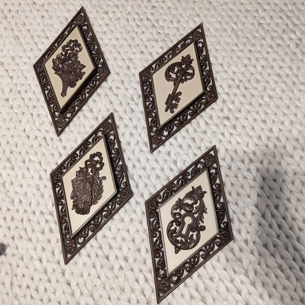 Four Vintage Diamond Shaped Wall Plaques by Dart Industries